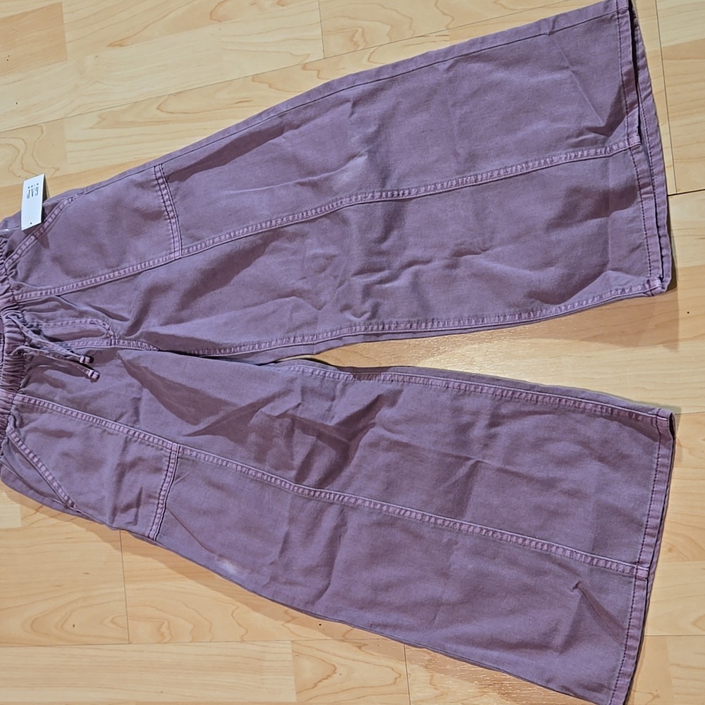 Gap Kids Purple Wide-Leg Twill Pants Drawstring Small 6-7 - Picture 7 of 12
